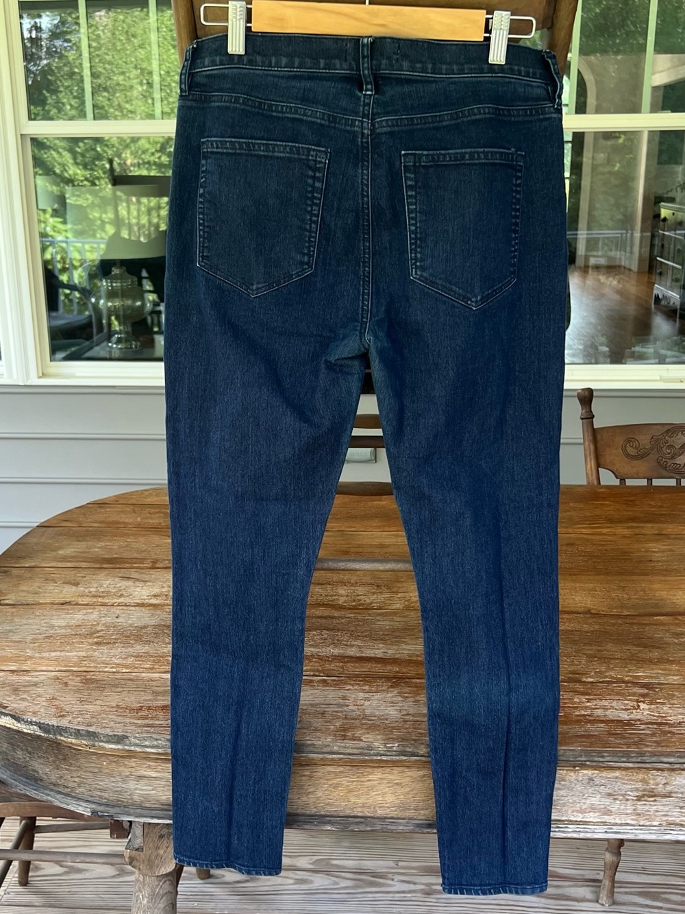 LOFT High Rise Skinny Jeans Size 10/30 Exposed Button Fly Dark Wash Denim 477357 - Picture 8 of 13